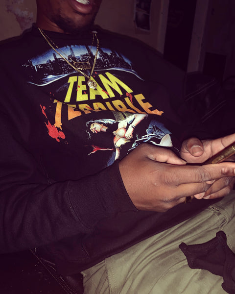 TEAM TERRIBLE HORROR CREW NECK SWEATER.